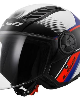Casco jet LS2 Airflow 2 Rush white blu red