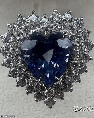 ANELLO IN ORO 18kt.CON DIAMANTI E ZAFFIRO CUORE