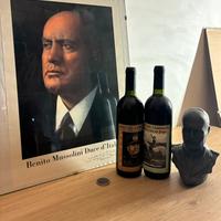 Quadro e bottiglie Mussolini