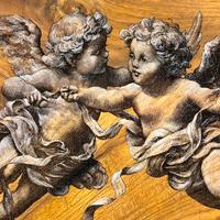 Quadro in legno inciso con angeli fatto a mano