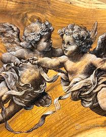 Quadro in legno inciso con angeli fatto a mano