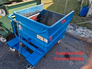 Cassa benna ribaltabile muletto 490lt e 750lt