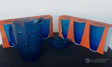 Set di 7 bicchieri +caraffa+ posacenere  Borgonovo