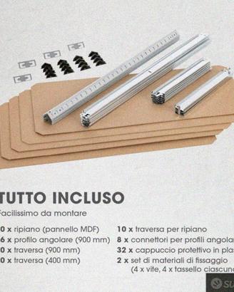 Set di 2 scaffali per carichi pesanti, 180x90x40cm