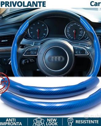 COPRIVOLANTE per AUDI Effetto FIBRA CARBONIO Blu