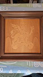 Intarsio Grifo Perugia legno vintage anni 80
