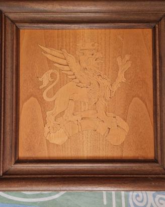 Intarsio Grifo Perugia legno vintage anni 80