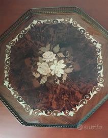 Vassoio Vintage in  legno intarsiato