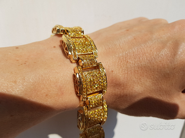 Bracciale laminato oro giallo moissanite gialla