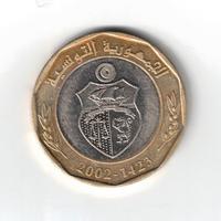 Moneta, Tunisia, 5 Dinars, Rep. Tunisina, 2002