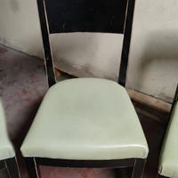 Set sedie moderne in legno scuro /similpelle verde