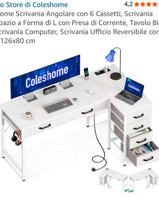 12 scrivanie angolari salvaspazio con 6 cassetti