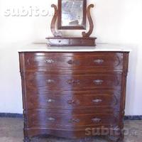 Mobile d'antiquariato Comò 4 cassetti + Specchiera