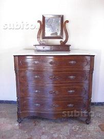 Mobile d'antiquariato Comò 4 cassetti + Specchiera