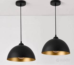 set 2 lampadari moderni nero e oro  a sospensione 