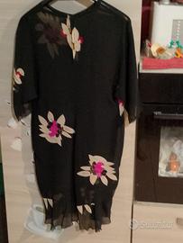 Lingerie da notte nera fiorita trasparente TG SM