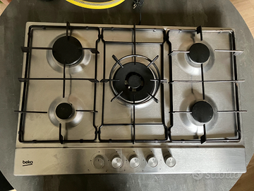 Piano cottura a gas Beko 5 fuochi in acciaio