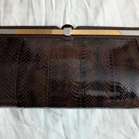 borsa in pitone clutch testa di moro con tracolla