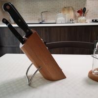 Ceppo da cucina in legno e acciaio con 6 pezzi