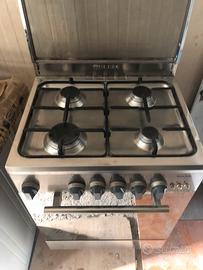 Cucina gas acciaio glem 4 fuochi forno gas ventola