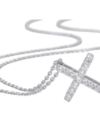 Collana Croce con Diamanti ct 0,20 Oro bianco 18kt