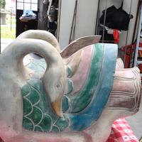 cigni in legno dipinti base x tavolino