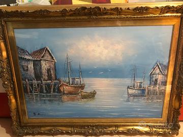Quadro mare con barche