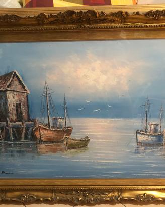 Quadro mare con barche