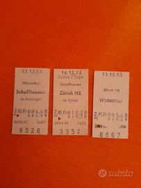 Set 3 Biglietti treno vintage anno 1983 Svizzera