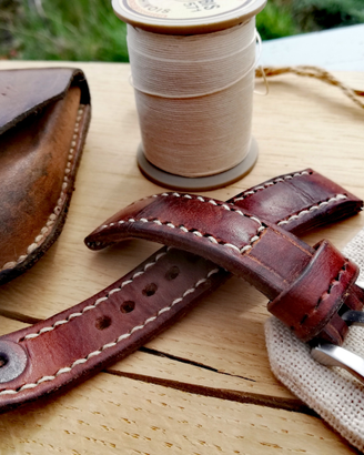 Cinturino artigianale in vero cuoio 22-20mm