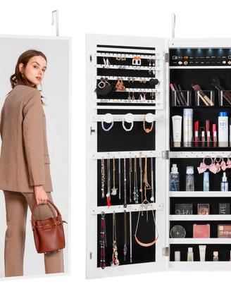 Armadietto Portagioielli Specchio da Parete Bianco