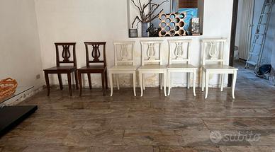 Tavolo rotondo con allunga centrale + 6 sedie