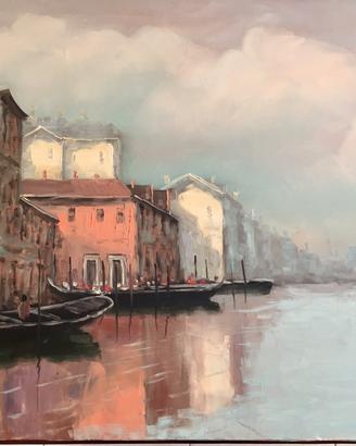 Canale Veneziano, olio su tela, Aldo Marangoni
