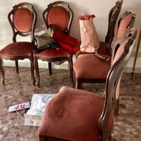 Sedie in massello e velluto rosa antico