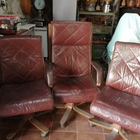 3 poltrone in pelle da ufficio