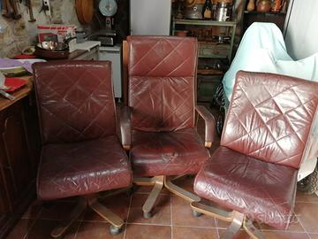 3 poltrone in pelle da ufficio