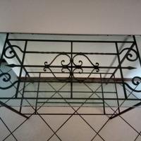 Consolle, tavolino da ingresso, ferro e vetro
