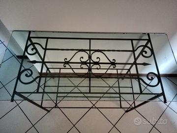 Consolle, tavolino da ingresso, ferro e vetro