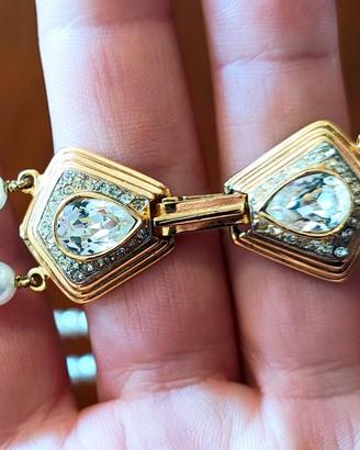 Collana Doppio Filo  Perle  Argento 800 Dorato