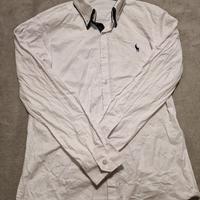 camicia ralph lauren bianca collo blu taglia l
