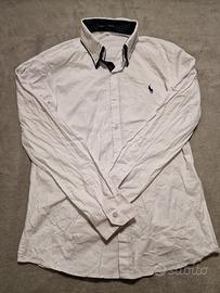 camicia ralph lauren bianca collo blu taglia l