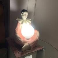 Lampada Pierrot in ceramica e vetro opalino anni 6