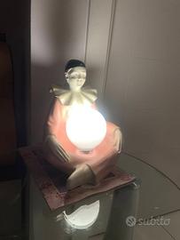 Lampada Pierrot in ceramica e vetro opalino anni 6