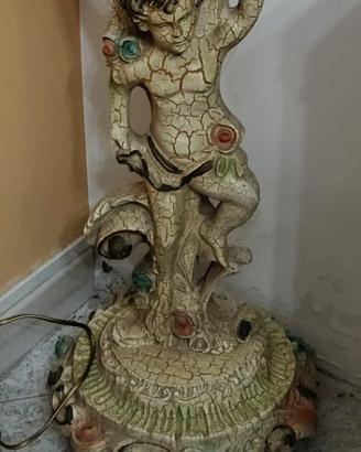 Colonna portavaso con putto decoro craquelé