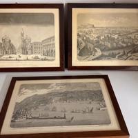 3 quadri con stampe e cornice