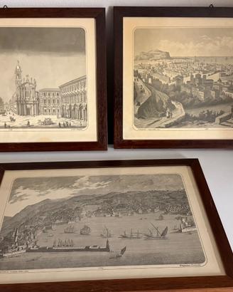 3 quadri con stampe e cornice