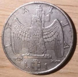 Moneta 1 LIRA ITALIA VITTORIO EMANUELE III 1940