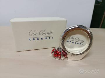 Piccola cornice placcata argento con 2 coccinelle