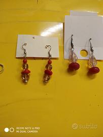 Orecchini "Alta Bigiotteria" Pietre Dure Rosse