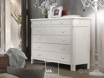 Comò Bianco Shabby-Chic in legno